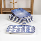 Ceramic Rectangular Salad Plates Set, Dinner Plate 9.4 Inch Dessert Plates for Party Entertaining, Small Serving, alternate