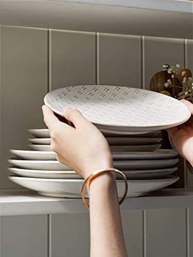 Ceramic Salad Plates Set of 4, 8 Inch Embossed Appetizer Plates for Kitchen, Small Dessert Plates, Microwave &, alternate