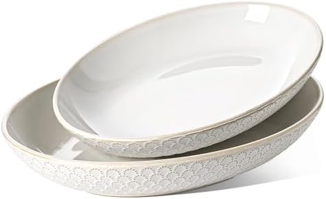 Ceramic Serving Bowls Set of 2, Large Serving Dishes for Entertaining, 11.8 & 13.7 Inch Oval Serving platter