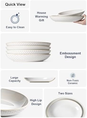 Ceramic Serving Bowls Set of 2, Large Serving Dishes for Entertaining, 11.8 & 13.7 Inch Oval Serving platter, alternate view