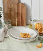 Ceramic Serving Bowls Set of 2, Serving Platters for Entertaining, Diamond in LARGE in Off-White, alternate view 2