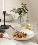 Ceramic Serving Bowls Set of 2, Serving Platters for Entertaining, Diamond in LARGE in Off-White, alternate view 3
