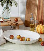 Ceramic Serving Bowls Set of 2, Serving Platters for Entertaining, Stripes in Large in Off-White, alternate view 2