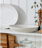 Ceramic Serving Bowls Set of 2, Serving Platters for Entertaining, Stripes in Large in Off-White, alternate view 4