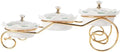 Ceramic Serving Bowls with glass Lids and metal Platter, 3 Removable Dipping Bowls Relish Tray Nuts Dishes for