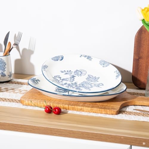 Ceramic Serving Platter, Large Oval Dinner Plates, Blue and White, Set of 2 in 13.7 Inch - Set of 2 in Blue, alternate view 7