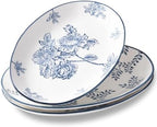 Ceramic Serving Platter, Large Oval Dinner Plates, Blue and White, Set of 3 in 12 Inch - Set of 3 in Blue