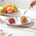 Ceramic Serving Platter, Large Oval Dinner Plates, Blue and White, Set of 3 in 12 Inch - Set of 3 in Blue, alternate view 2