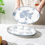 Ceramic Serving Platter, Large Oval Dinner Plates, Blue and White, Set of 3 in 12 Inch - Set of 3 in Blue, alternate view 5