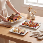 Ceramic Serving Platter Set 14”/12”/10” White Porcelain Serveware for Parties & Entertaining - Decorative, alternate view 2