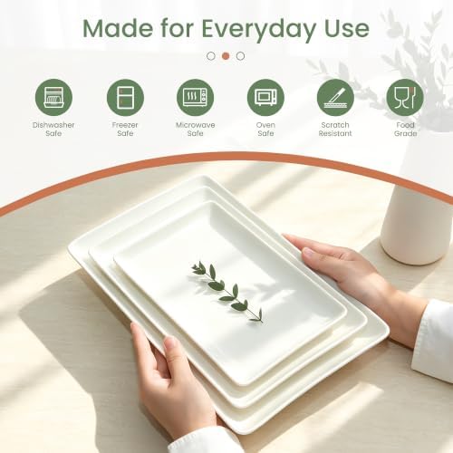 Ceramic Serving Platter Set 14”/12”/10” White Porcelain Serveware for Parties & Entertaining - Decorative, alternate view 4