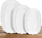 Ceramic Serving Platter Set | 16”/14”/12” Oval Serving Trays for Entertaining at Parties and Weddings | Oven