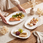 Ceramic Serving Platter Set | 16”/14”/12” Oval Serving Trays for Entertaining at Parties and Weddings | Oven, alternate view