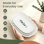 Ceramic Serving Platter Set | 16”/14”/12” Oval Serving Trays for Entertaining at Parties and Weddings | Oven, alternate view
