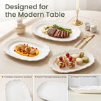 Ceramic Serving Platter Set | 16”/14”/12” Oval Serving Trays for Entertaining at Parties and Weddings | Oven, alternate view