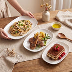 Ceramic Serving Platter Set 16”/14”/12” White Porcelain Serveware for Parties & Entertaining - Decorative, alternate view 2