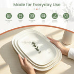 Ceramic Serving Platter Set 16”/14”/12” White Porcelain Serveware for Parties & Entertaining - Decorative, alternate view 4