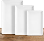 Ceramic Serving Platter Set 16”/14”/12” White Porcelain Serveware for Parties & Entertaining - Decorative