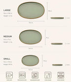 Ceramic Serving Platter Set of 3, Oval Serving Plates and Dishes in 3 Size in Sage Umber, alternate view 2