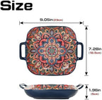 Ceramic Serving Platter with Handles, Set of 2, Bohemian Ceramic Plate, Square Dinner Plate, Colorful Salad, alternate view 3