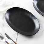 Ceramic Serving Platters, 12" Black Serving Tray, Serving Plates, Set of 3 in 12 Inch in Matte Black, alternate view 2
