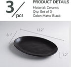 Ceramic Serving Platters, 12" Black Serving Tray, Serving Plates, Set of 3 in 12 Inch in Matte Black, alternate view 3