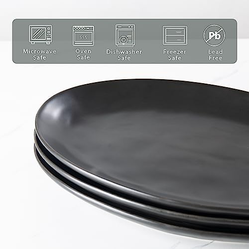 Ceramic Serving Platters, 12" Black Serving Tray, Serving Plates, Set of 3 in 12 Inch in Matte Black, alternate view 4
