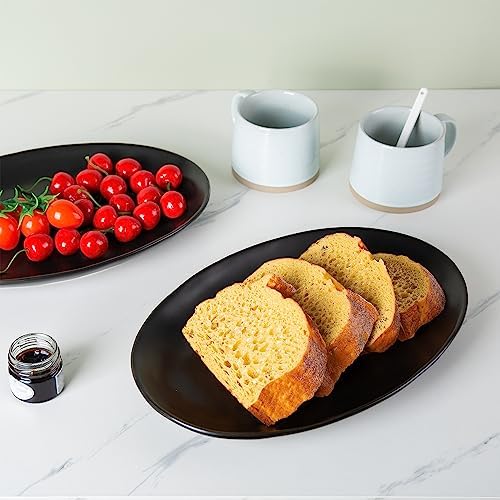 Ceramic Serving Platters, 12" Black Serving Tray, Serving Plates, Set of 3 in 12 Inch in Matte Black, alternate view 6