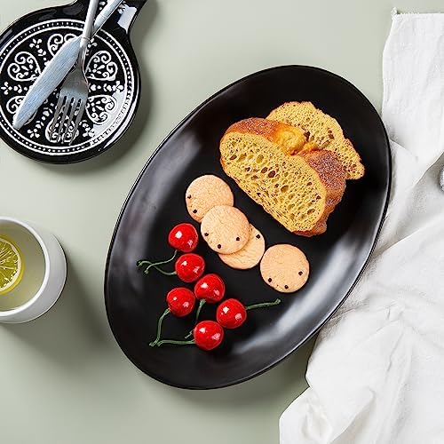 Ceramic Serving Platters, 12" Black Serving Tray, Serving Plates, Set of 3 in 12 Inch in Matte Black, alternate view 7