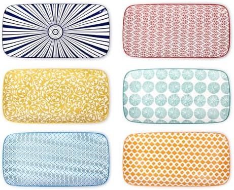 Ceramic Serving Platters, 12 Inch Serving Trays for Party Entertaining, Large Rectangular Serving Plates, Set of