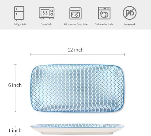 Ceramic Serving Platters, 12 Inch Serving Trays for Party Entertaining, Large Rectangular Serving Plates, Set of, alternate