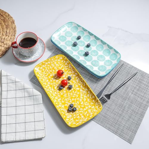 Ceramic Serving Platters, 12 Inch Serving Trays for Party Entertaining, Large Rectangular Serving Plates, Set of, alternate