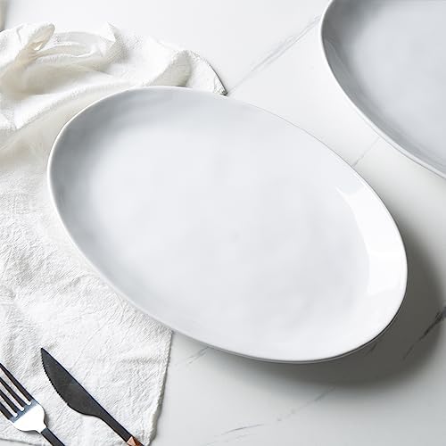 Ceramic Serving Platters, 12" White Serving Dishes, Dinner Plates, Set of 3 in 12 Inch in White, alternate view 2