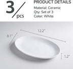 Ceramic Serving Platters, 12" White Serving Dishes, Dinner Plates, Set of 3 in 12 Inch in White, alternate view 3