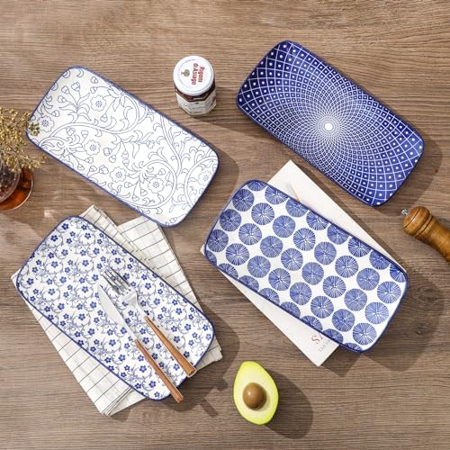 Ceramic Serving Platters, 14 Inch Serving Trays for Party Entertaining, Large Rectangular Serving Plates for, alternate view