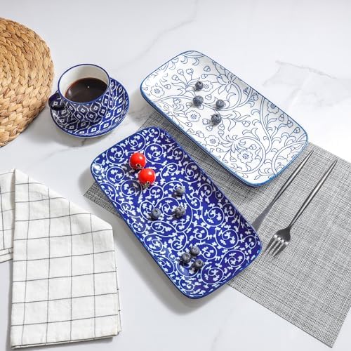 Ceramic Serving Platters, 14 Inch Serving Trays for Party Entertaining, Large Rectangular Serving Plates for, alternate view