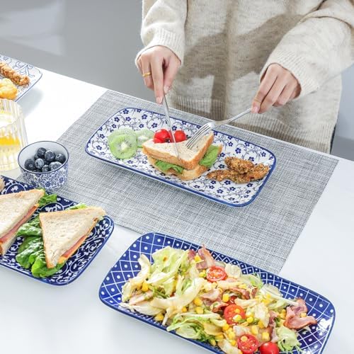 Ceramic Serving Platters, 14 Inch Serving Trays for Party Entertaining, Large Rectangular Serving Plates for, alternate view