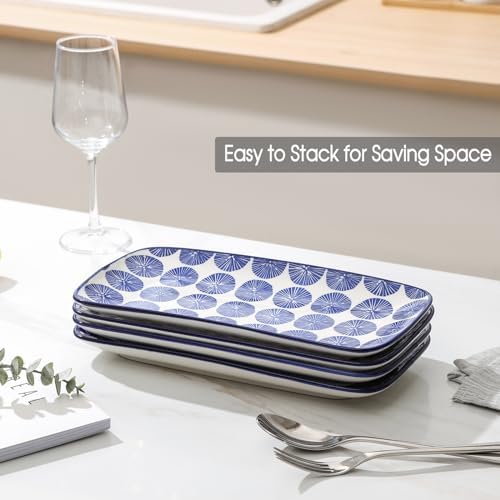 Ceramic Serving Platters, 14 Inch Serving Trays for Party Entertaining, Large Rectangular Serving Plates for, alternate view