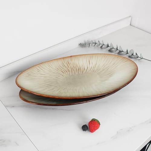 Ceramic Serving Platters, Dinner Plate Set of 2, Large Serving Tray for Entertaining, for Dessert, Salad, alternate view 5