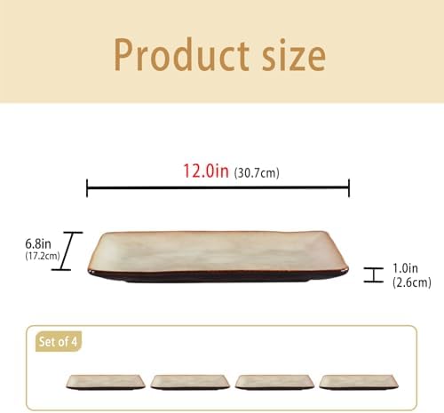 Ceramic Serving Platters, Dinner Plate Set of 4, Large Serving Tray for Entertaining, for Dessert Salad, alternate view 3