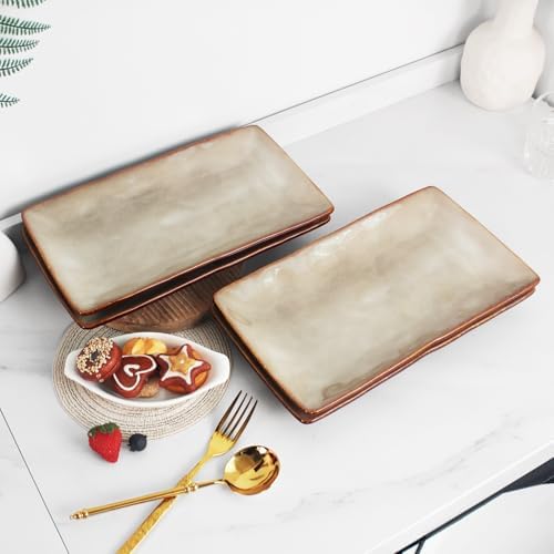 Ceramic Serving Platters, Dinner Plate Set of 4, Large Serving Tray for Entertaining, for Dessert Salad, alternate view 6