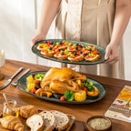 Ceramic Serving Platters Set of 3, Oval 16/14.7/13.5 Inch Stoneware Serving Dishes for Entertaining, Microwave, alternate