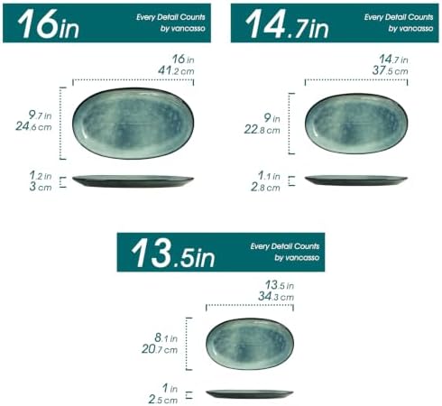 Ceramic Serving Platters Set of 3, Oval 16/14.7/13.5 Inch Stoneware Serving Dishes for Entertaining, Microwave, alternate
