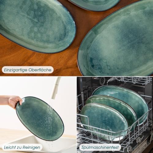 Ceramic Serving Platters Set of 3, Oval 16/14.7/13.5 Inch Stoneware Serving Dishes for Entertaining, Microwave, alternate