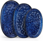 Ceramic Serving Platters Set of 3, Oval 16/14.7/13.5 Inch Stoneware Serving Dishes for Entertaining, Microwave