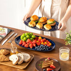 Ceramic Serving Platters Set of 3, Oval 16/14.7/13.5 Inch Stoneware Serving Dishes for Entertaining, Microwave, alternate