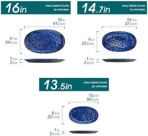 Ceramic Serving Platters Set of 3, Oval 16/14.7/13.5 Inch Stoneware Serving Dishes for Entertaining, Microwave, alternate