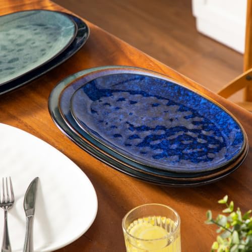 Ceramic Serving Platters Set of 3, Oval 16/14.7/13.5 Inch Stoneware Serving Dishes for Entertaining, Microwave, alternate
