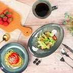 Ceramic Serving Platters Set of 4, 12.1 Inch Curved Oval Salad Plates for Entertaining, Modern Kitchen Dishes, alternate view