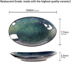 Ceramic Serving Platters Set of 4, 12.1 Inch Curved Oval Salad Plates for Entertaining, Modern Kitchen Dishes, alternate view